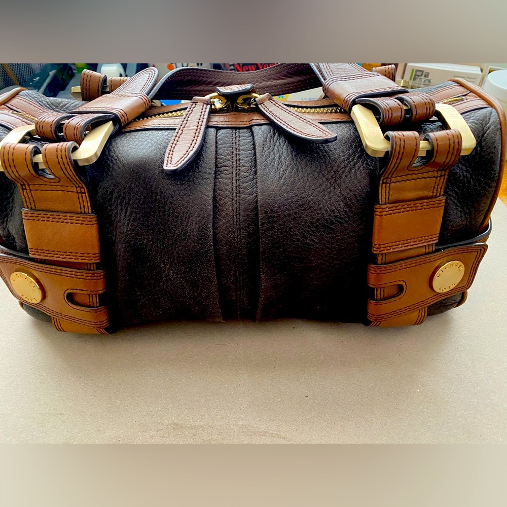 Michael Kors vintage brown and camel colored leather satchel